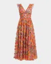 Mac Duggal Floral Ruffle Cap-sleeve Maxi Dress In Multi