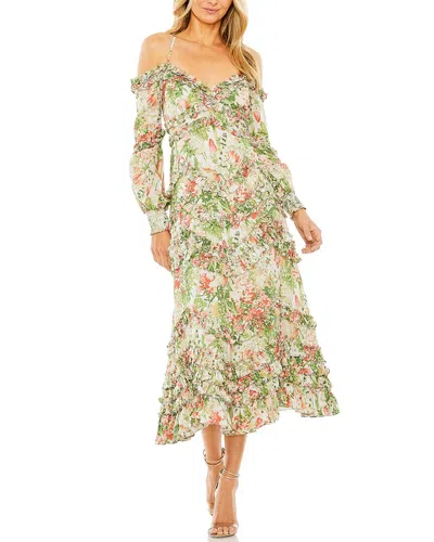 Mac Duggal Floral Ruffle Detail Dress In Multi