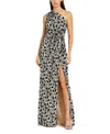 Mac Duggal Floral Sequin One Shoulder Column Gown With Slit In Gold