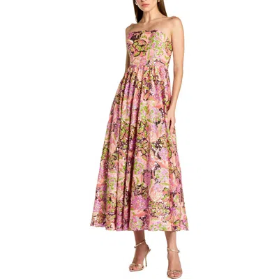 Mac Duggal Floral Sequin Strapless A Line Midi Dress In Multi