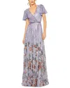 Mac Duggal Floral Skirt Flare Sleeves Dress