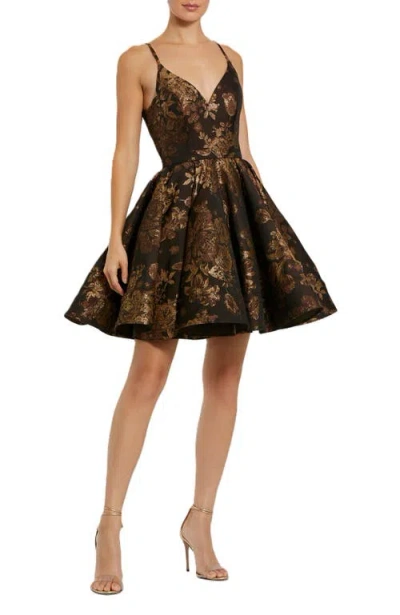 Mac Duggal Floral Sweetheart Fit & Flare Mini Dress In Antique Bronze