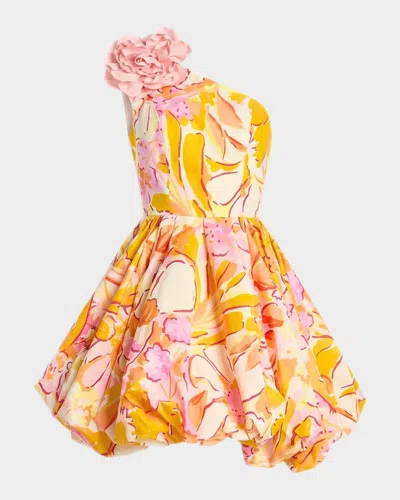 Mac Duggal Floral-print Bubble Mini Dress In Multi