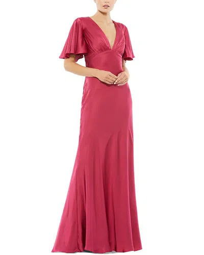 Mac Duggal Flounce Sleeve Trumpet A-line Gown In Red