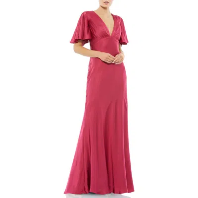 MAC DUGGAL MAC DUGGAL FLOUNCE SLEEVE V-NECK TRUMPET GOWN