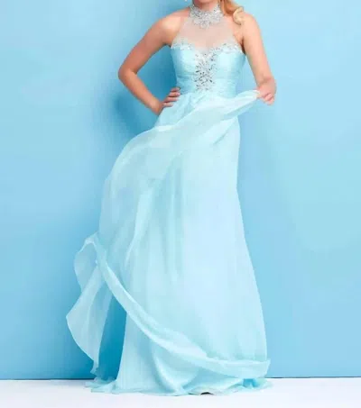 Mac Duggal Flowy Dress In Aqua In Blue