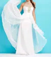 Mac Duggal Flowy Dress In Ivory/gold In Multi