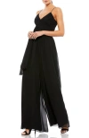 Mac Duggal Flowy Faux Wrap Jumpsuit In Black