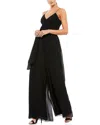 Mac Duggal Flowy Faux Wrap Jumpsuit In Black