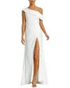 Mac Duggal 26570 Long One Shoulder Fitted Prom Gown In White