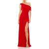 Mac Duggal Foldover Off-the-shoulder Slit Gown In Red