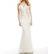 Mac Duggal Form-fitting Evening Gown In Ivory/nude In Multi