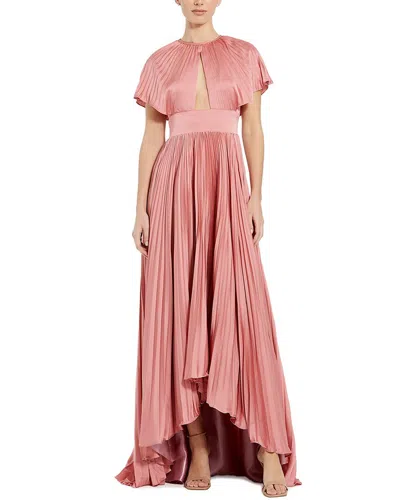 Mac Duggal Front Cutout Pleated High Low Dress In Dusty Rose
