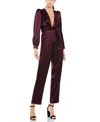 Mac Duggal Front Twist Puff Sleeve Deep V Neck Jumpsuit In Plum In Plum