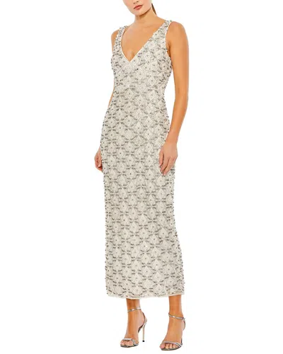 Mac Duggal Fully Beaded Sleeveless Column Dress In Ivory