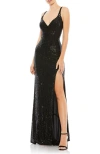 Mac Duggal Fully Sequined Scoop Back Gown In Black
