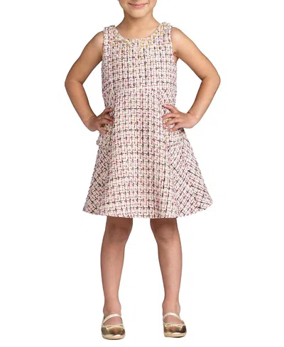 Mac Duggal Girls' Beaded Boucle Mini Dress - Little Kid, Big Kid In Pink