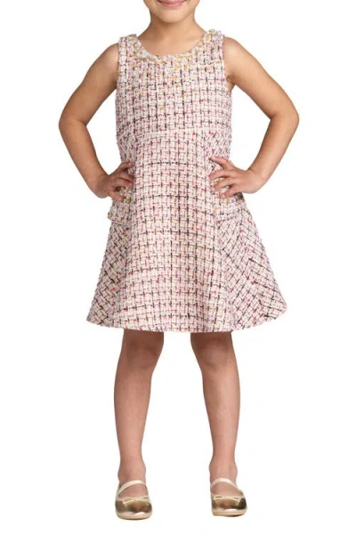 Mac Duggal Kids'  Girls Beaded Boucle Mini Dress In Pink