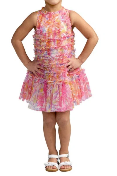 Mac Duggal Girls' Floral High Neck Sleeveless Ruffled Dress - Little Kid, Big Kid In Multi