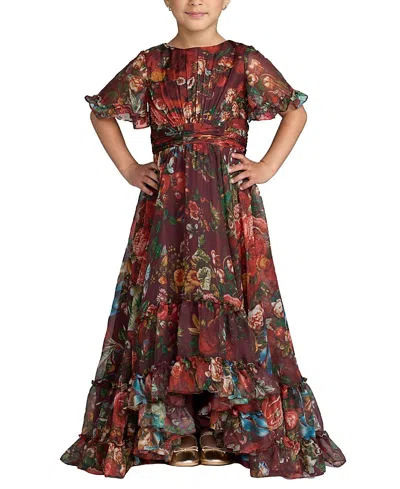 Mac Duggal Girls' High Neck Ruffle Hi Low Gown - Little Kid, Big Kid In Multi