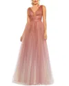 Mac Duggal Sleeveless V Neck Glitter Ombre Gown