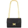 Mac Duggal Gold Chain Quilted Napa Leather Handbag In Black