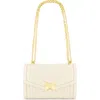 Mac Duggal Gold Chain Quilted Napa Leather Handbag In Ecru