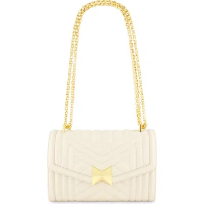 Mac Duggal Gold Chain Quilted Napa Leather Handbag In Ecru