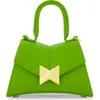 Mac Duggal Gold Hardware Detail Angular Mini Leather Handbag In Pear