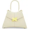 Mac Duggal Gold Hardware Detail Angular Top Handle Small Leather Handbag In Ecru