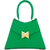 Mac Duggal Gold Hardware Detail Angular Top Handle Small Leather Handbag In Spring Green