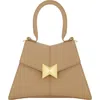 Mac Duggal Gold Hardware Detail Angular Top Handle Small Leather Handbag In Taupe