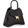 Mac Duggal Gold Plated Hardware Angular Leather Handbag In Black