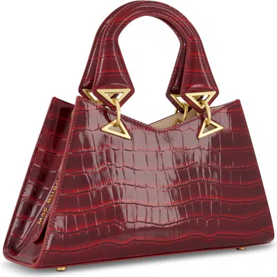 Mac Duggal Gold Plated Hardware Crocodile Embossed Leather Handbag In Oxblood
