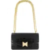 Mac Duggal Gold Plated Hardware Crocodile Leather Shoulder Bag In Black