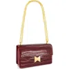 Mac Duggal Gold Plated Hardware Crocodile Leather Shoulder Bag In Oxblood
