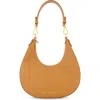 Mac Duggal Gold Plated Hardware Grain Leather Hobo Bag In Toffee