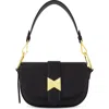 Mac Duggal Gold Plated Hardware Grain Leather Saddle Bag In Black