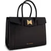 Mac Duggal Gold Plated Hardware Large Leather Briefcase Bag In Black