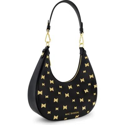 Mac Duggal Gold Plated Hardware Leather Hobo Bag In Black