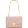 Mac Duggal Gold Plated Hardware Quilted Napa Leather Handbag In Rose