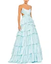 Mac Duggal Ruffle Tiered Cut Out Sleeveless Ballgown