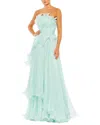 Mac Duggal Pleated Tiered Ruffled Strapless Gown