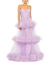 Mac Duggal Strapless Ruffle Tulle Tiered Gown