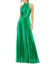 Mac Duggal Pleated Sleeveless Halter Gown