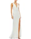 Mac Duggal One-shoulder Long Sleeve Chiffon Midi Dress