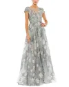 Mac Duggal Womens Embellished Metallic Evening Dress