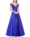 Mac Duggal Embellished Cap Sleeve V Neck A Line Gown