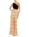 Mac Duggal One-shoulder Ruffle Tiered Gown