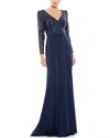 Mac Duggal Embellished Long Sleeve Bodice Column Dress
